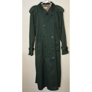 VTG Worthington Poland Trench Coat Green Double Breasted Cotton Wool Women 11/12